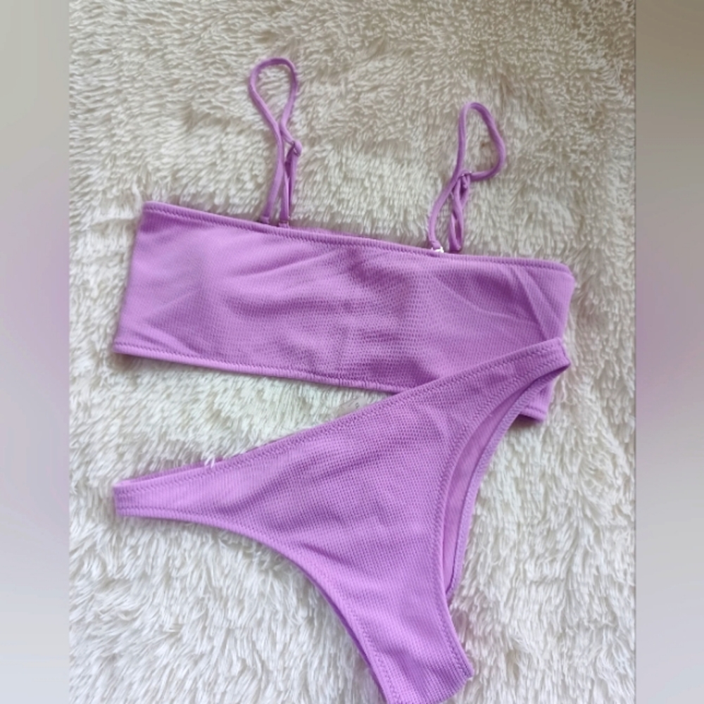 Lilac slight ribbed texture bikini tube top style top NWOT